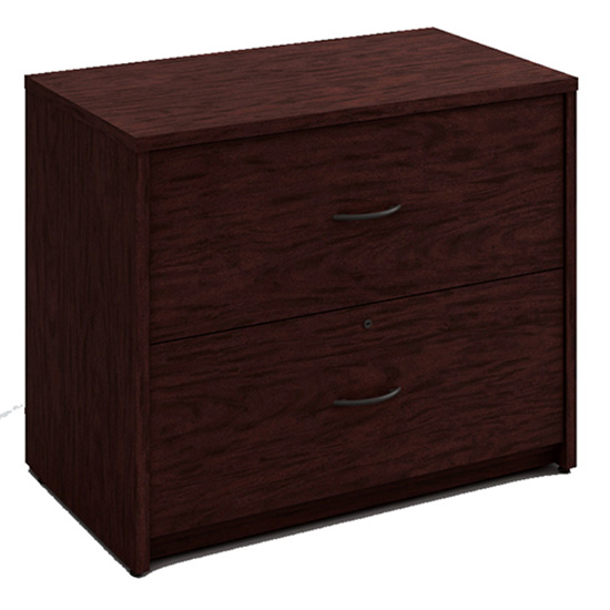 2 Drawer Wood Lateral File - Figured Mahogany