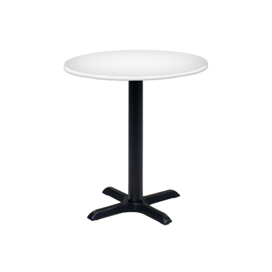 30″ Round Cafe Table - White with Black Base