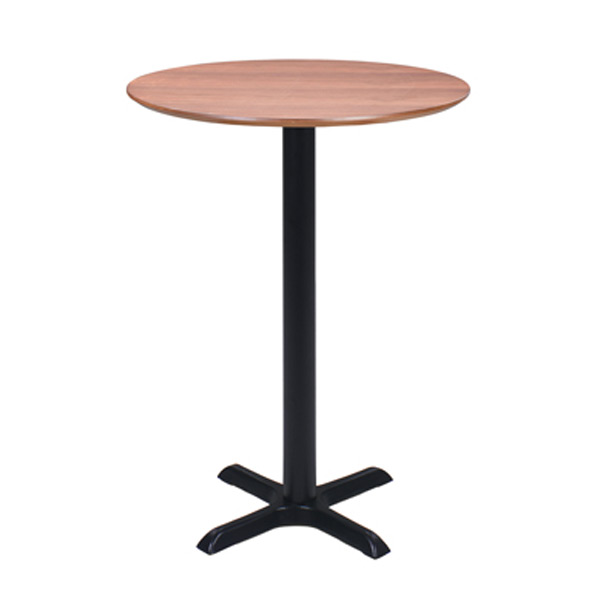 32” Round Walnut Bar Table with Black Base